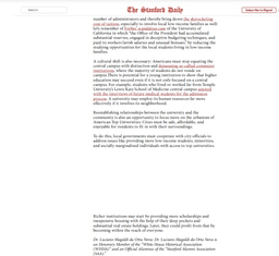 STANFORD DAILY (STANFORD UNIVERSITY) - FROM THE COMMUNITY: THE REASON WHY E'LITE UNIVERSITIES ARE OUT OF TOUCH