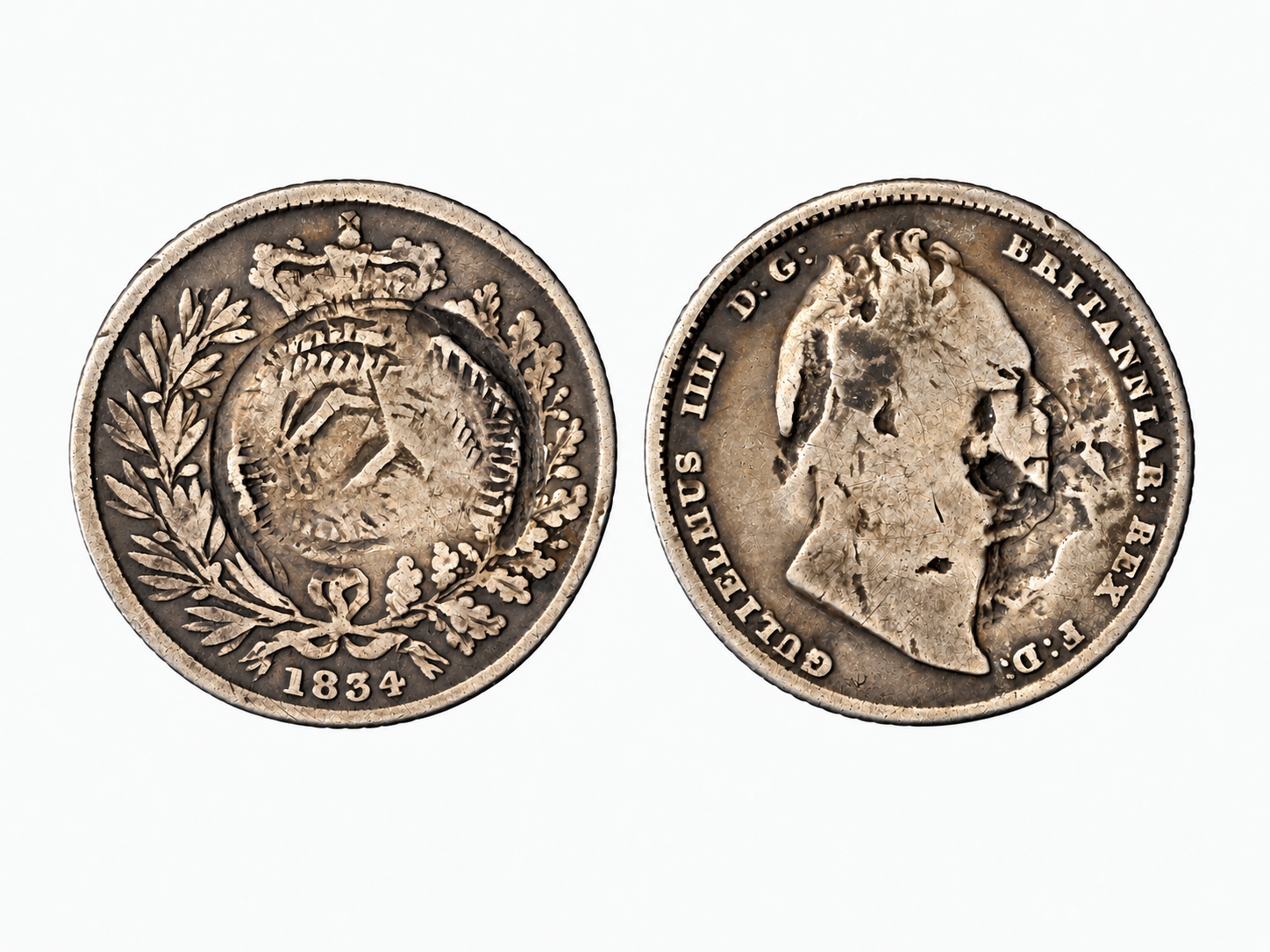 What happened to this 1834 sixpence? From visual uncertainty to physical evidence