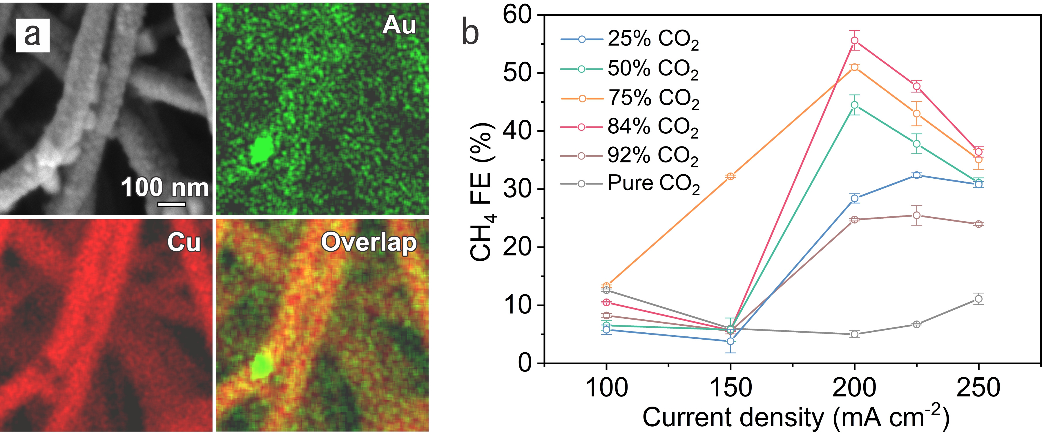 Gold-in-copper at low *CO coverage boosts CO2 methanation