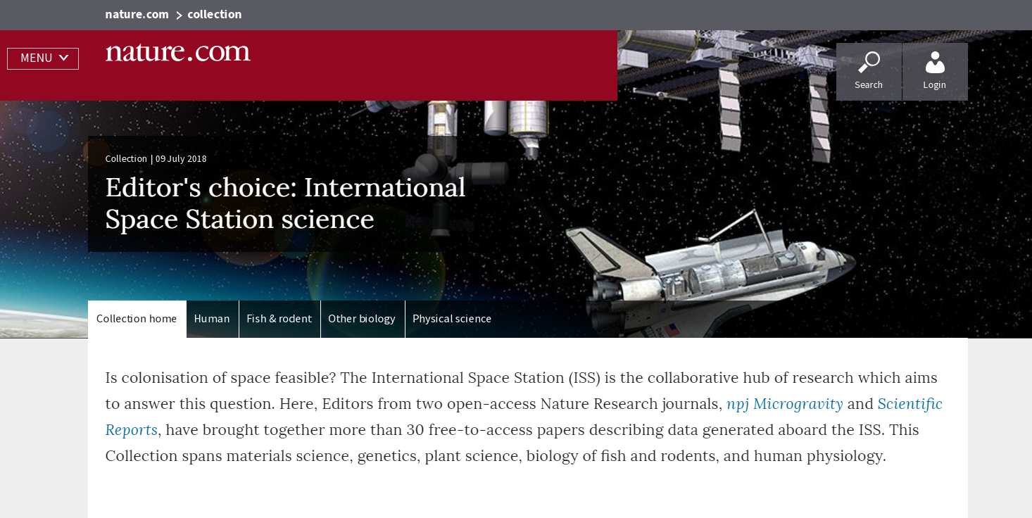International Space Station Science Special Collection