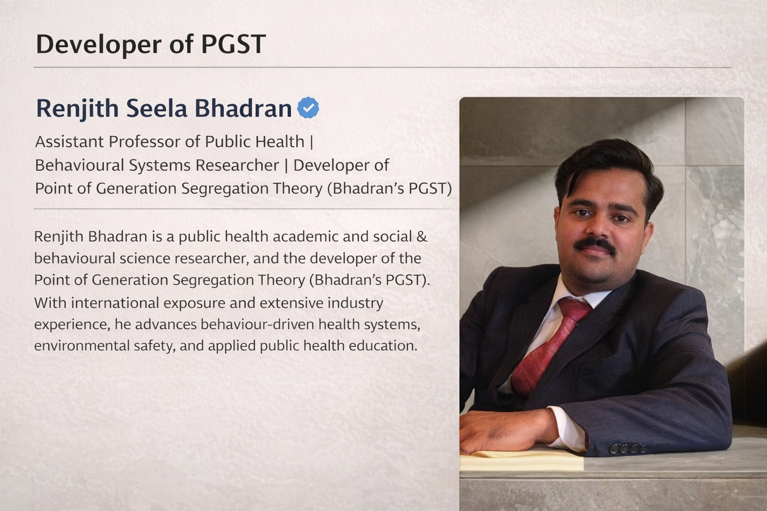 Bhadran’s point of generation segregation theory for behavioral precision in biomedical waste management
