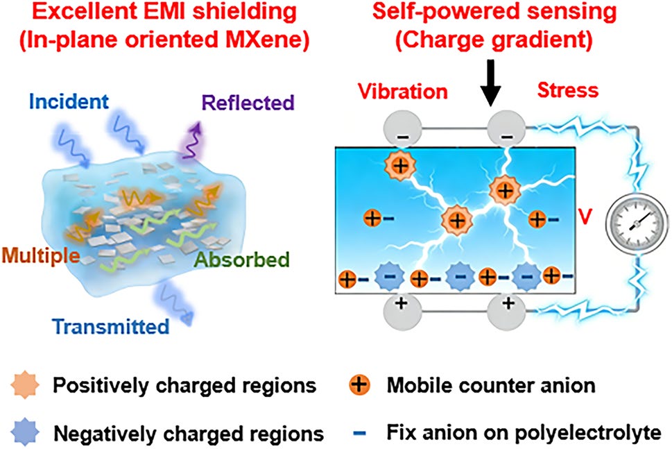 Self‑Oriented Gradient Ionic Skins for Dual‑Function Electromagnetic Shielding and Self‑Powered Sensing