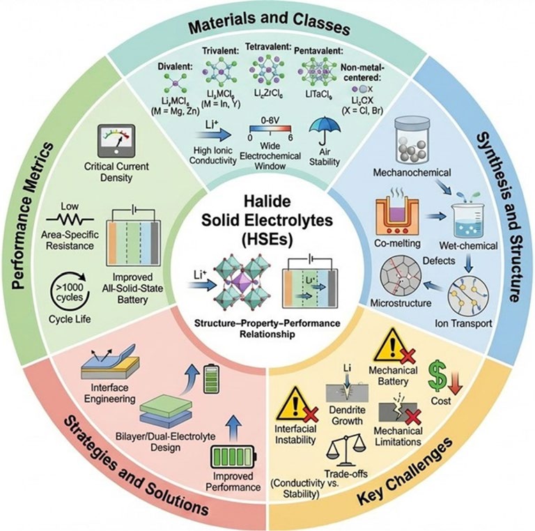Halide‑Based Solid Electrolytes for Advanced All‑Solid‑State Batteries: Design, Interfaces, and Electrochemical Performance