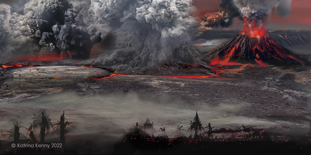 Ancient super eruptions initiate the great dying