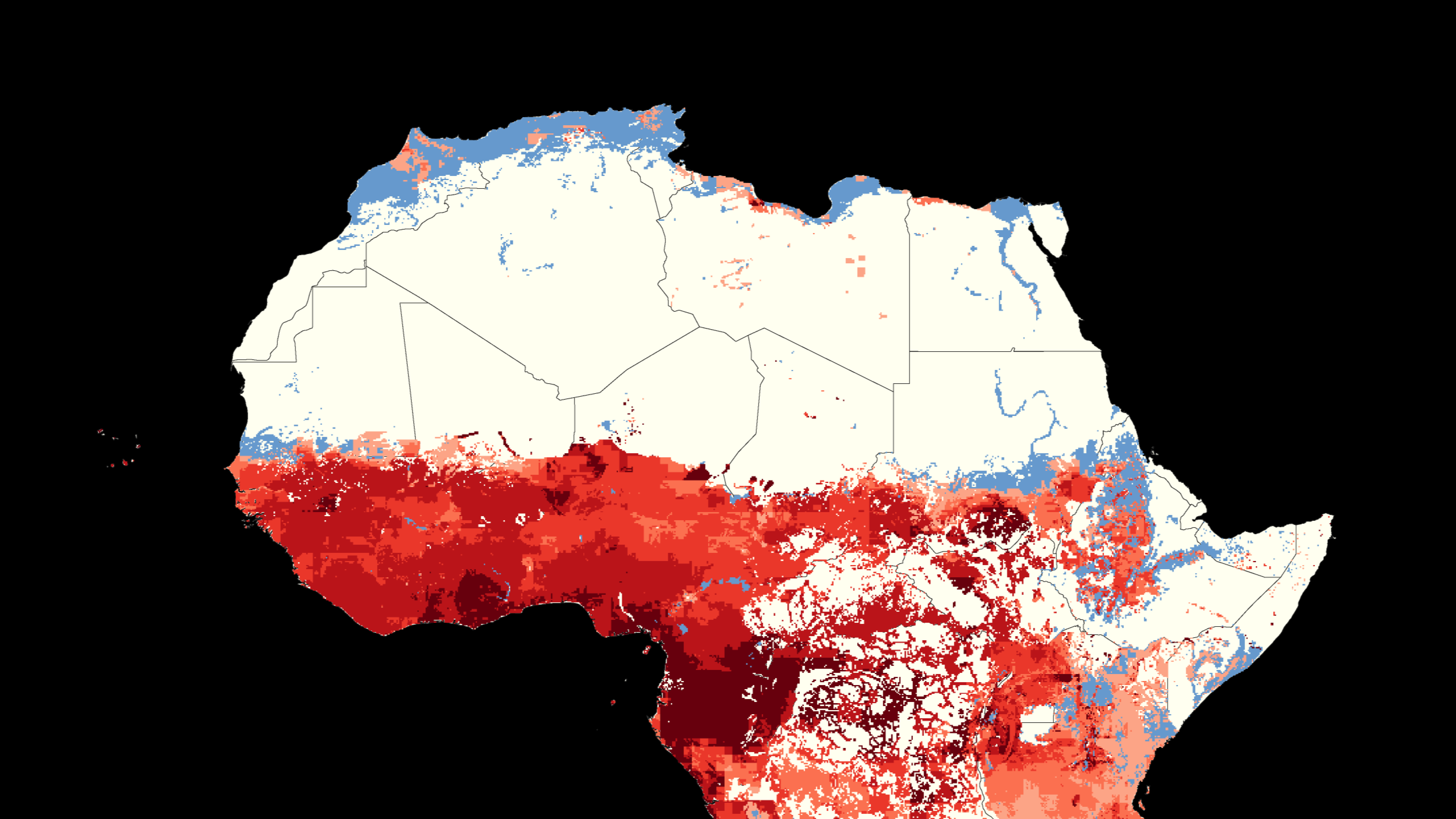Efficient agricultural practices in Africa reduce crop water footprint  despite climate change, but rely on blue water resources